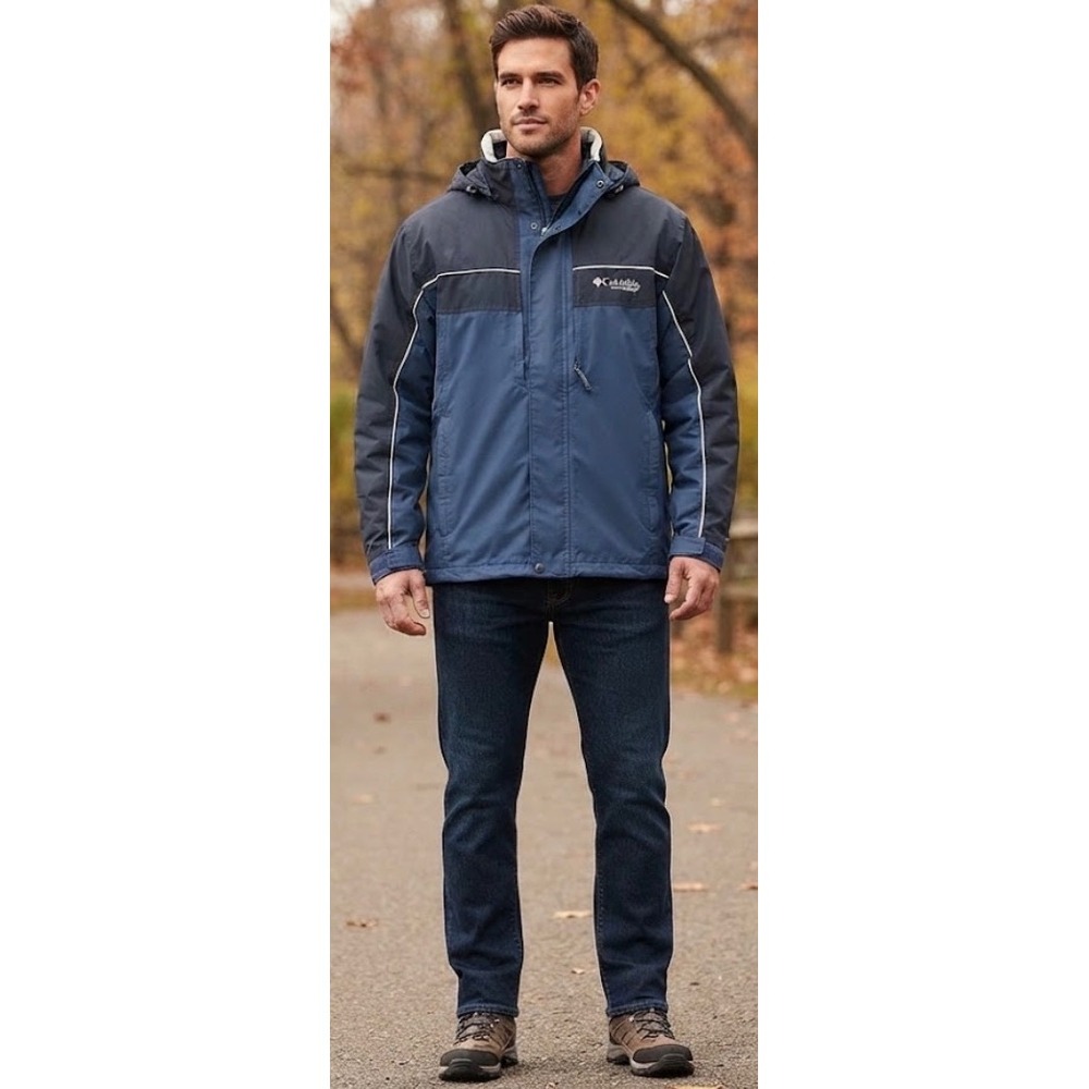 Retro Columbia Interchange Jacket Shell Blue Colorblock Hooded Men's Size XLT